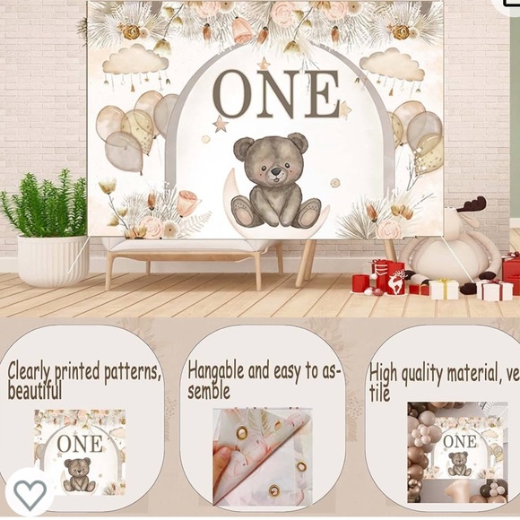 💓BEARY FIRST BIRTHDAY TEDDY BEAR PARTY DECOR BUNDLE💓 - Picture 2 of 6
